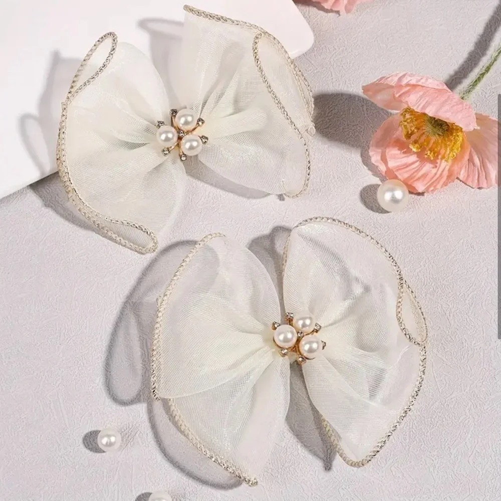 2pcs White pearl bow hair clip New ✨✨✨